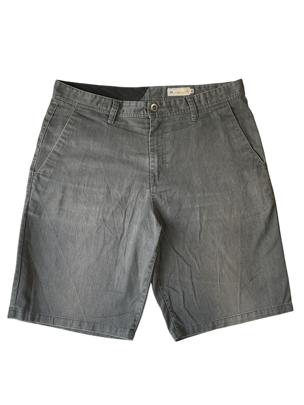 Volcom Men Shorts Size 38 Gray Chino 10" Inseam Stretch Flat Front 39” Waist